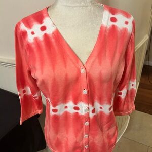 Like New Woman’s Christopher & Banks Tie-Dye 3/4 Sleeve Cardigan Size Small